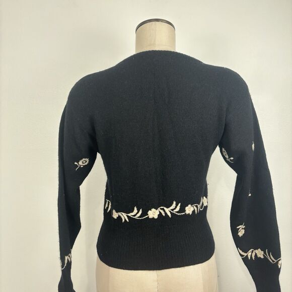 Vintage Woman's Sweater Express Tricot Size XS Lambswool and Angora Rabbit Black - Picture 6 of 10